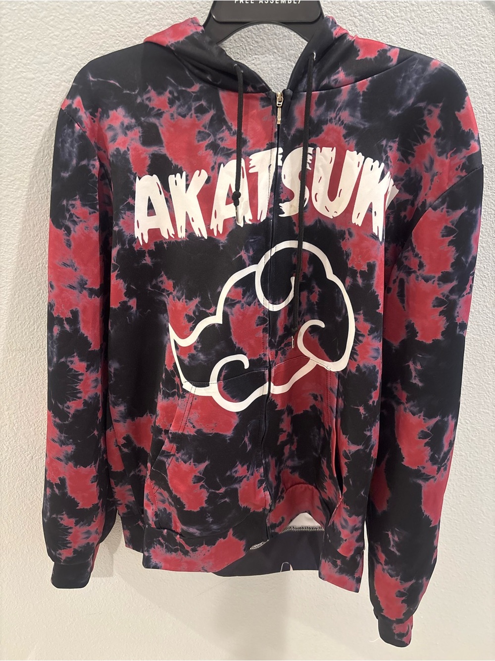 Akatsuki Tie-Dye Zip Hoodie - Black & Red
